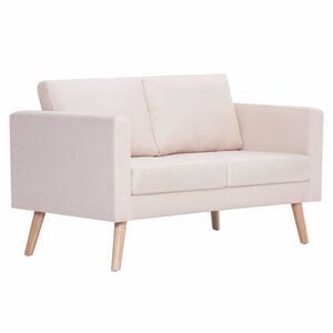 vidaXL 2-Sitzer-Sofa Stoff Cremewei&szlig;