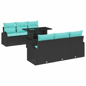vidaXL Gartensofa-set 7 stk. Schwarz Poly Rattan