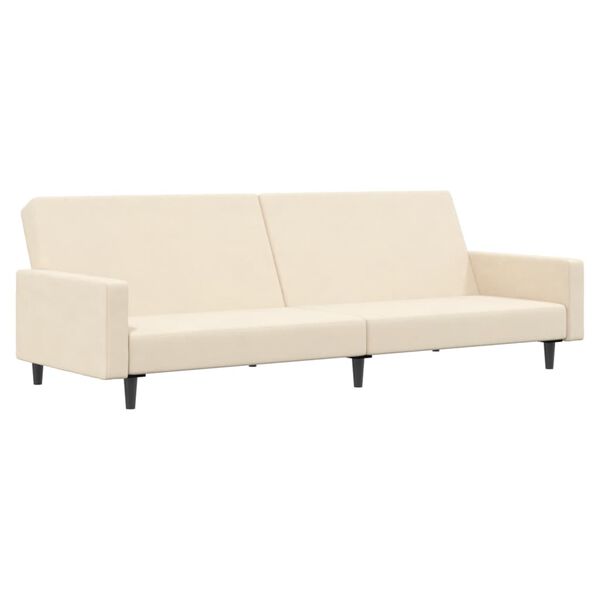 vidaXL Schlafsofa 2-Sitzer mit Fu&szlig;hocker Creme Samt