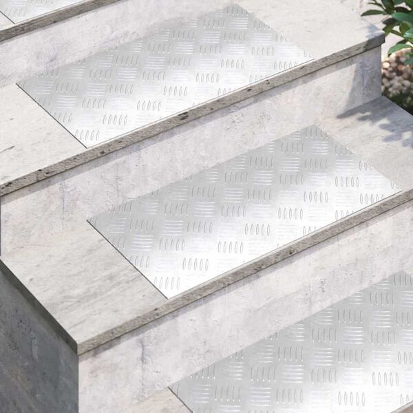 vidaXL Treppe Tritt Rechtwinklig 2 pcs Silber 60 x 30 cm Aluminium
