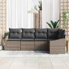 vidaXL Sofa Set mit Kissen mit Speicher 5 pcs Grau Poly-Rattan