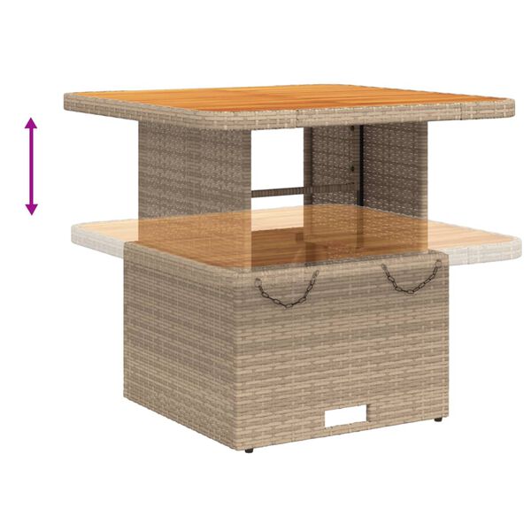 vidaXL Gartentisch Beige 80x80x71 cm Poly Rattan und Akazienholz