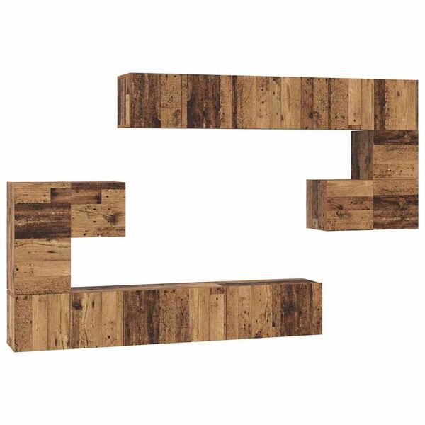 vidaXL TV-Schrankset Wandmontiert 10 pcs Altholz Holzwerkstoff