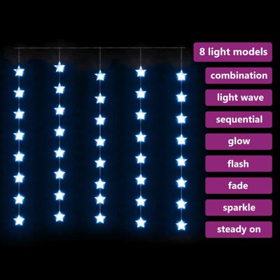 vidaXL LED Sternenvorhang Lichterkette 200 LED Blau 8 Funktionen