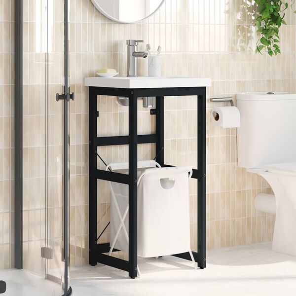 vidaXL Badezimmer Waschtischgestell Schwarz 40x38x83 cm Eisen