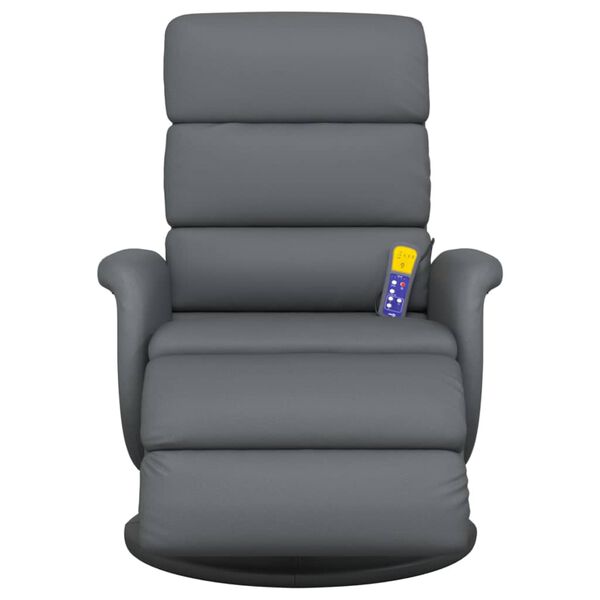 vidaXL Massagesessel mit Fu&szlig;teil Grau Kunstleder