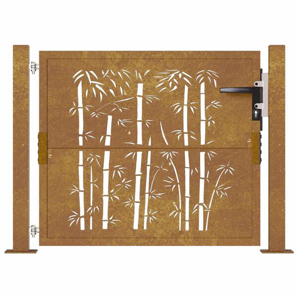 vidaXL Gartentor 100x100 cm Cortenstahl Bambus-Design