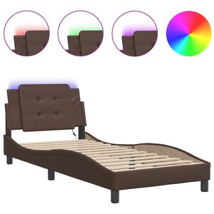 vidaXL Bettgestell mit LED ohne Matratze "Zadar" Braun 80x200 cm