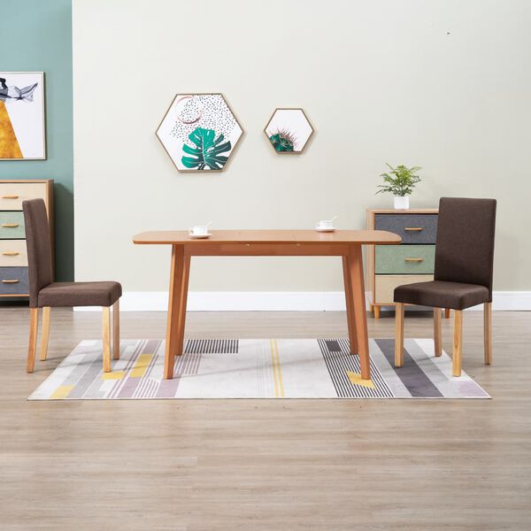 vidaXL Esszimmerst&uuml;hle 2 Stk. Braun Stoff