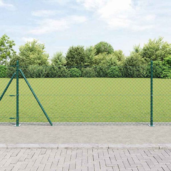 vidaXL Zaunpfosten Gr&uuml;n 25 x 0,8 m (40 x 40 mm Maschen) Stahl und PVC