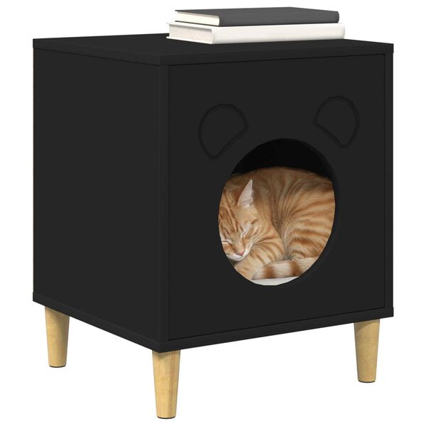 vidaXL Katzenhaus Schwarz 42,5 x 40 x 53 cm Holzwerkstoff