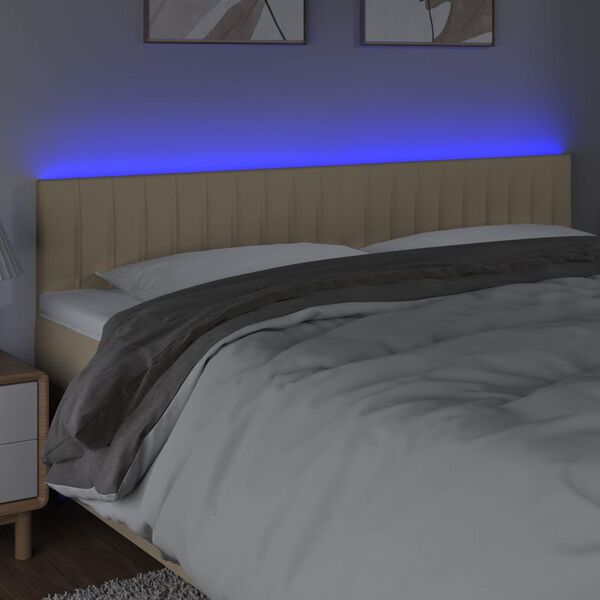 vidaXL LED Kopfteil Creme 200x5x78/88 cm Stoff