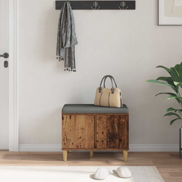 vidaXL Flurbank mit Kissen mit Speicher Altholz 60 x 38 x 46 cm