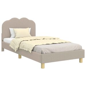 vidaXL Kinderbettgestell mit Kopfteil Hellgrau 90 x 200 cm Schafstoff