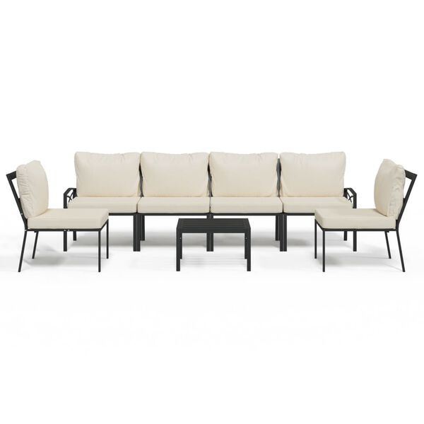 vidaXL 7-tlg. Garten-Lounge-Set mit Sandfarbigen Kissen Stahl