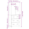 vidaXL Highboard Wei&szlig; 69,5x34x180 cm Holzwerkstoff