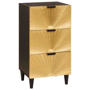 vidaXL Sideboard Schwarz und Gold 40 x 33 x 75 cm Massivholz Mango