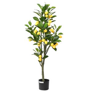 vidaXL Zitronenbaum K&uuml;nstlich 136 Bl&auml;tter 120 cm Gr&uuml;n