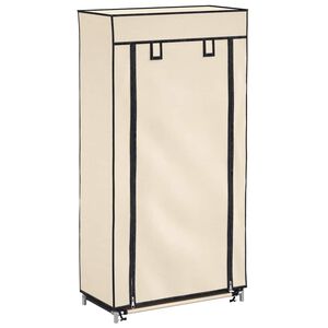 vidaXL Schuhschrank mit Abdeckung Cremewei&szlig; 58 x 28 x 106 cm Stoff