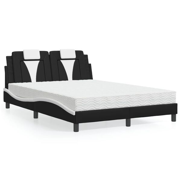vidaXL Bett "Viana" mit Matratze Schwarz und Wei&szlig; 120x200 cm Kunstleder
