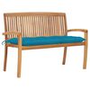 vidaXL Stapelbare Gartenbank mit Auflage 128,5 cm Massivholz Teak