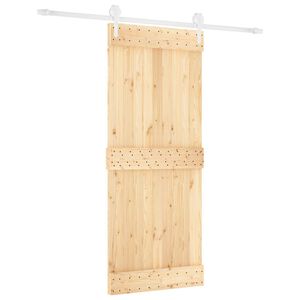 vidaXL Schiebet&uuml;r Nat&uuml;rlich und Wei&szlig; 85 x 210 cm Massivkiefer