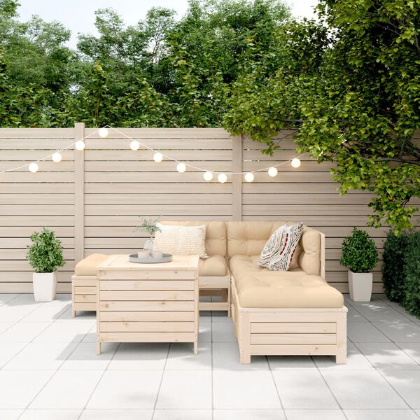 vidaXL 6-tlg. Garten-Sofagarnitur Massivholz Kiefer