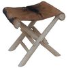 vidaXL Klapphocker Ziegenleder und Massivholz Teak