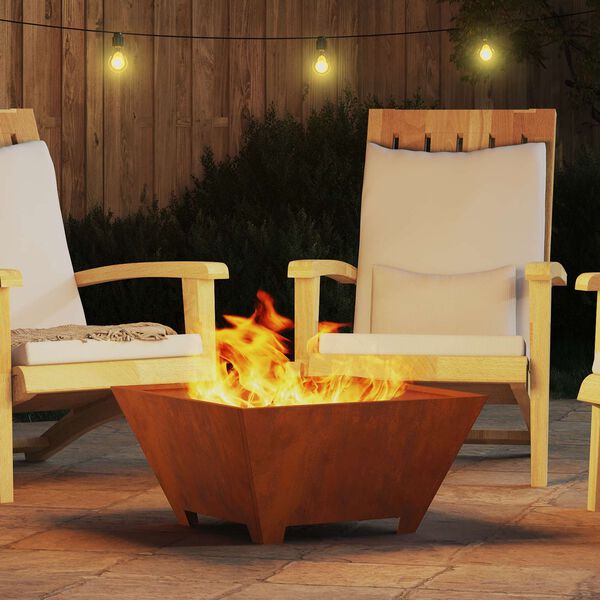 vidaXL Feuerstelle Braun 60 x 60 x 30 cm Wetterstahl