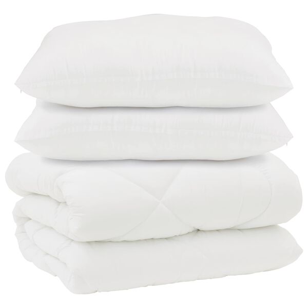 vidaXL Decke mit Kissen 3 pcs Wei&szlig; Mikrofaser und Daunenfedern