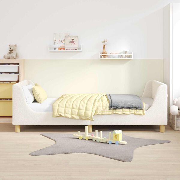 vidaXL Kinderbettgestell mit Kopfteil Creme 90 x 190 cm Schafstoff