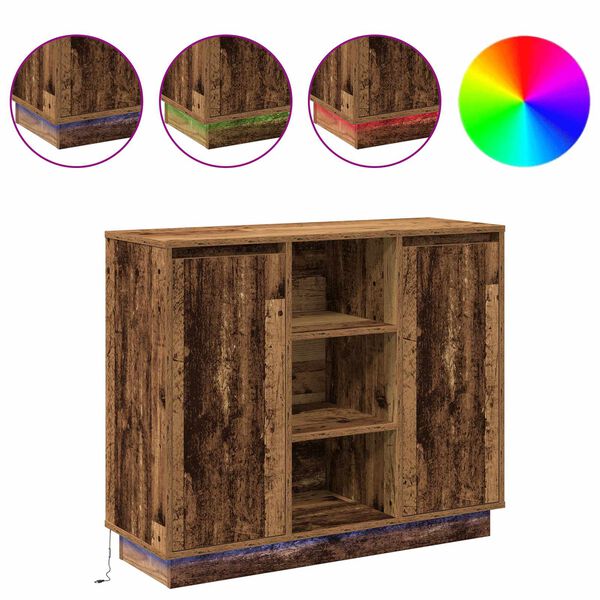 vidaXL LED-Sideboard Altholz 90 x 32 x 75 cm Holzwerkstoff