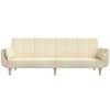 vidaXL Schlafsofa 2-Sitzer mit 2 Kissen Creme Stoff