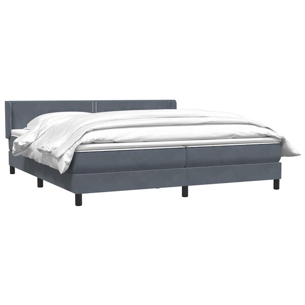 vidaXL Boxspringbett mit Matratze Dunkelgrau 200x210 cm Samt