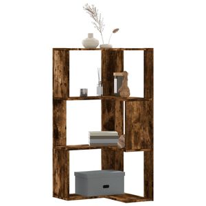 vidaXL Eck-B&uuml;cherregal 3 B&ouml;den R&auml;uchereiche 50x50x102 cm Holzwerkstoff
