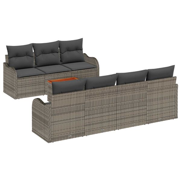 vidaXL Garten-Sofa-Set 8 pcs Grau Poly Rattan