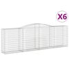 vidaXL Gabionen mit Hochbogen 6 Stk. 400x50x120/140cm Verzinktes Eisen