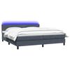 vidaXL Boxspringbett mit Matratze & LED Dunkelgrau 200x210 cm Samt