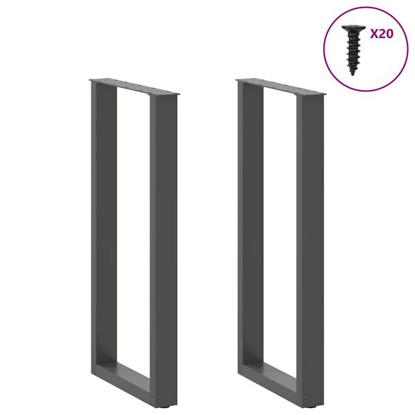 vidaXL Bartischbeine U-Form 2 Stk. Anthrazit 40x(100-101) cm Stahl