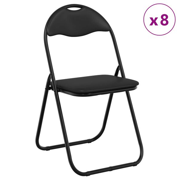 vidaXL Klappstuhl 8 pcs Schwarz 48 x 43,5 x 81 cm Kunstleder