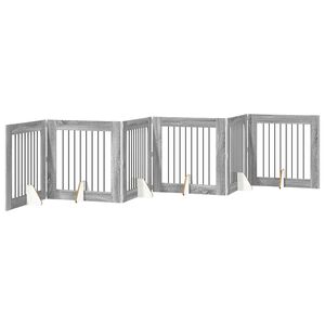 vidaXL Klappbares Hundetor mit St&auml;ndern 6 pcs Graues Sonoma 482 cm