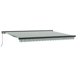 vidaXL Ausziehbare Markise Gr&uuml;n und Wei&szlig; 4 x 3 m Leinen und Aluminium