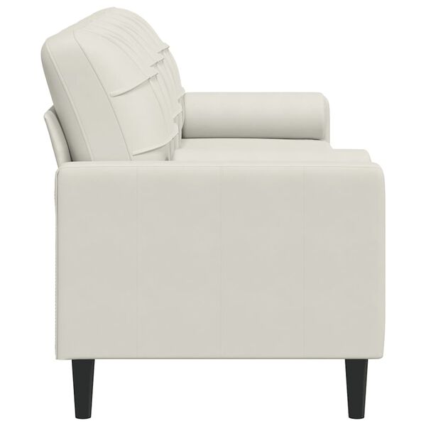 vidaXL Sofa 3-Sitzer mit Zierkissen Creme 210 cm Samt