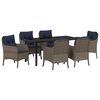 vidaXL Garten Essgruppe 7 stk. Grau Poly-Rattan