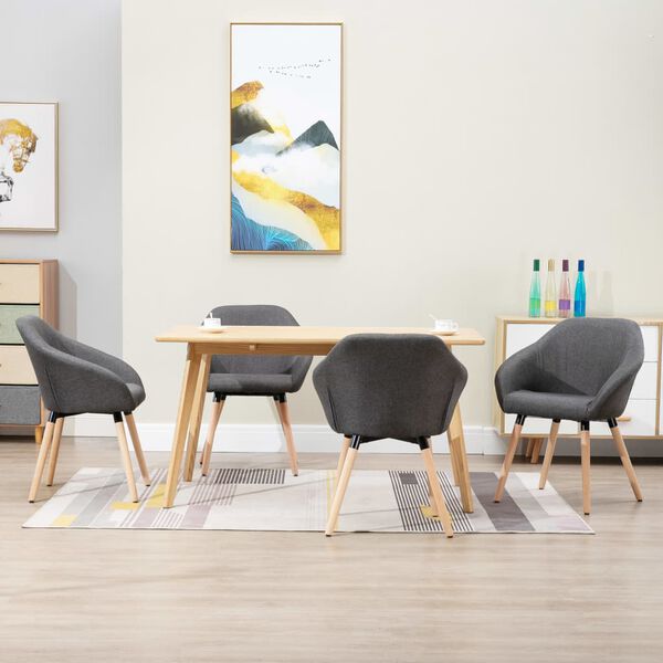 vidaXL Esszimmerst&uuml;hle 4 Stk. Dunkelgrau Stoff