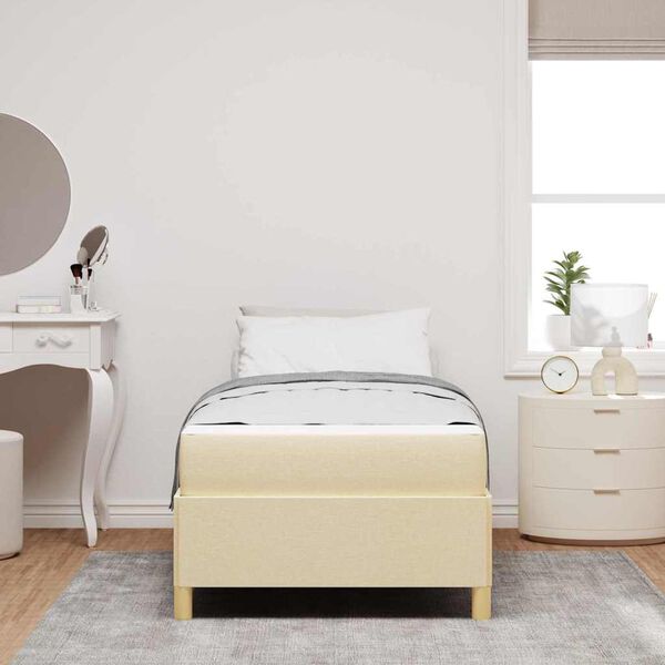 vidaXL Bettrahmen mit Matratze Creme 100 x 200 cm Stoff