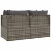 vidaXL Gartensofa 2-Sitzer mit Kissen Grau Poly Rattan
