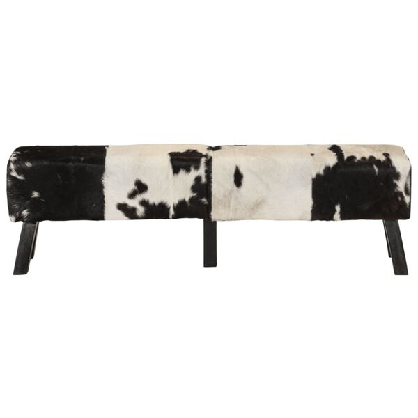 vidaXL Sitzbank Schwarz und Wei&szlig; 160x28x50 cm Echtes Ziegenleder