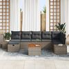 vidaXL Garten-Sofa-Set mit Kissen mit Speicher 8 pcs Grau Poly Rattan