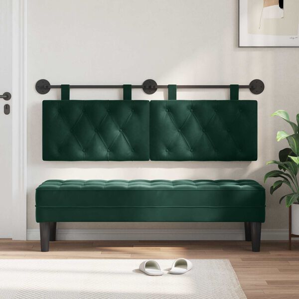 vidaXL H&auml;ngevorderseite Wandmontiert Dunkelgr&uuml;n 150 x 55 x 7 cm Samt